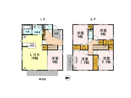 富山地鉄不二越上滝 大泉駅(富山) 徒歩7分 2階建 築15年(5LDK)の間取り写真