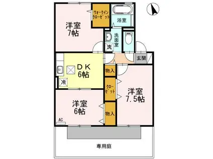 あいの風とやま鉄道 小杉駅(あいの風) 徒歩18分 2階建 築25年(3DK/1階)の間取り写真