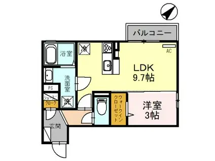 あいの風とやま鉄道 福岡駅(富山) 徒歩63分 2階建 築3年(1LDK/2階)の間取り写真