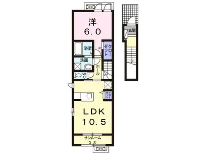 富山地鉄不二越上滝 上堀駅 徒歩19分 2階建 築12年(1LDK/2階)の間取り写真