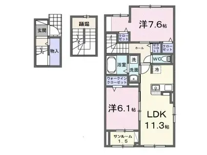 富山地鉄富山港線 粟島駅 徒歩6分 3階建 築1年(2LDK/3階)の間取り写真