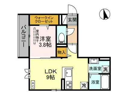 富山地鉄富山市内線 荒町駅(富山) 徒歩2分 3階建 築2年(1LDK/3階)の間取り写真