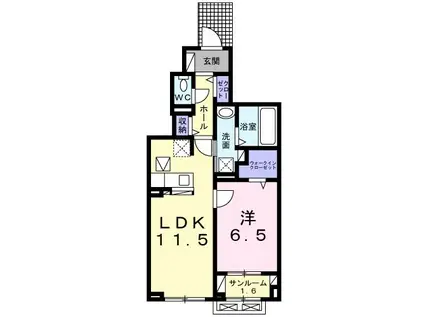 あいの風とやま鉄道 新富山口駅 徒歩11分 3階建 築3年(1LDK/1階)の間取り写真
