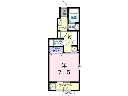 富山地鉄富山市内線 上本町駅(富山) 徒歩7分 2階建 築8年(1K/1階)の間取り写真