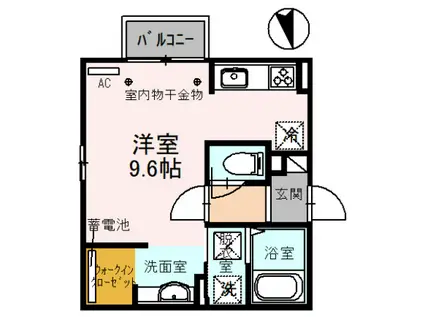 富山地鉄不二越上滝 朝菜町駅 徒歩44分 2階建 築5年(ワンルーム/1階)の間取り写真