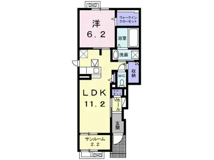 富山地鉄不二越上滝 大泉駅(富山) 徒歩19分 2階建 築6年(1LDK/1階)の間取り写真