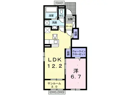 高山本線 越中八尾駅 徒歩20分 2階建 築4年(1LDK/1階)の間取り写真