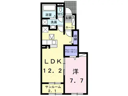 富山地鉄不二越上滝 大泉駅(富山) 徒歩35分 2階建 築3年(1LDK/1階)の間取り写真