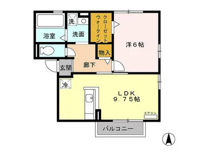 アクアマリン C棟(1LDK/1階)の間取り写真