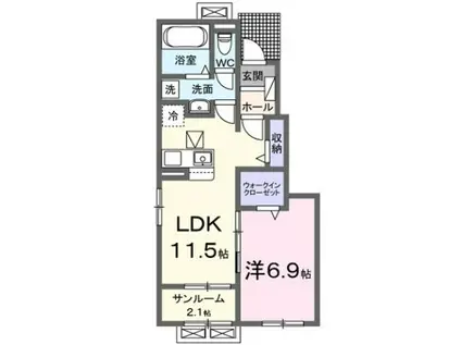 万葉線 急患医療センター前駅 徒歩22分 2階建 新築(1LDK/1階)の間取り写真