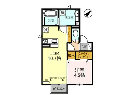 万葉線 江尻駅 徒歩8分 2階建 築5年(1LDK/1階)の間取り写真