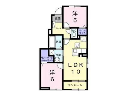 ディーテラス Ⅰ(2LDK/1階)の間取り写真