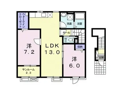 カーサ・ソフィ(2LDK/2階)の間取り写真