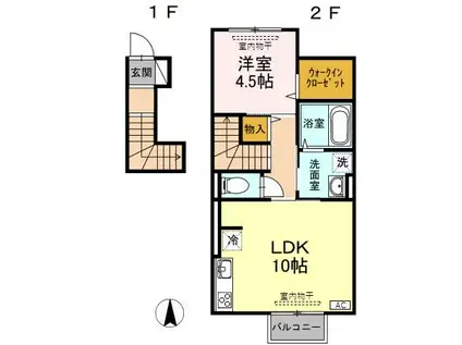 D-ROOMウィル(1LDK/2階)の間取り写真