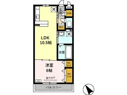 グラン・トレスJ(1LDK/3階)の間取り写真