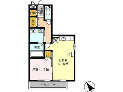 グラン・トレスJ(1LDK/2階)の間取り写真