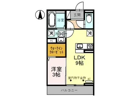 富山地鉄富山市内線 大町駅(富山) 徒歩27分 3階建 築3年(1LDK/1階)の間取り写真