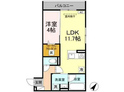 高山本線 速星駅 徒歩16分 2階建 新築(1LDK/1階)の間取り写真