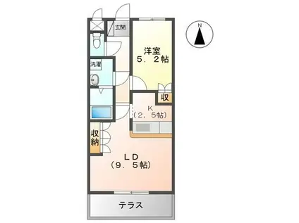 富山地鉄不二越上滝 朝菜町駅 徒歩30分 2階建 築20年(1LDK/1階)の間取り写真
