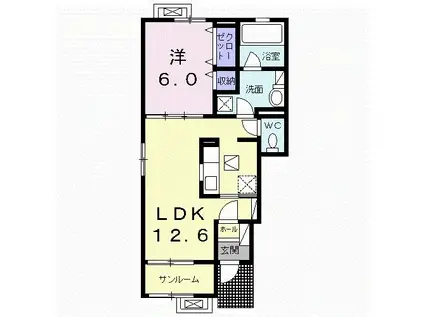 ビー・アンド・エル(1LDK/1階)の間取り写真