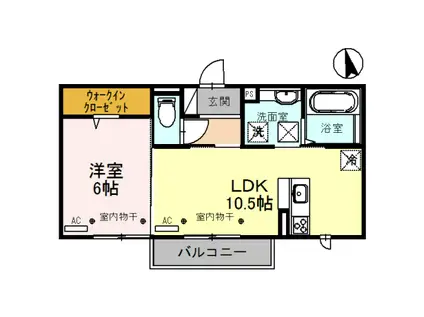 富山地鉄富山港線 粟島駅 徒歩8分 2階建 築9年(1LDK/1階)の間取り写真