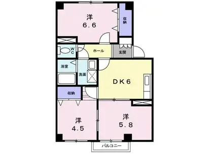 高山本線 速星駅 徒歩13分 2階建 築29年(3DK/1階)の間取り写真
