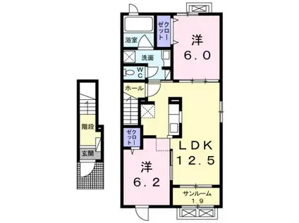 アニュー やぶなみⅡ(2LDK/2階)の間取り写真