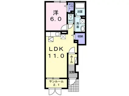 アムール(1LDK/1階)の間取り写真