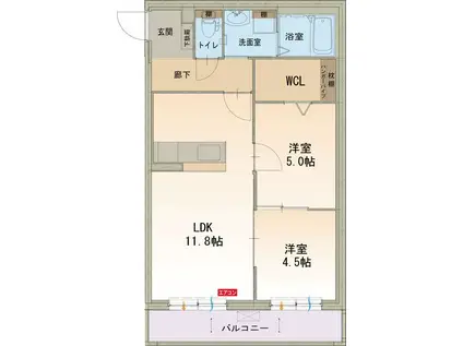プランセッス(2LDK/1階)の間取り写真