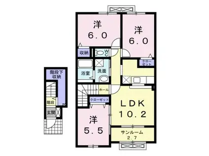 富山地鉄不二越上滝 上堀駅 徒歩6分 2階建 築16年(3LDK/2階)の間取り写真
