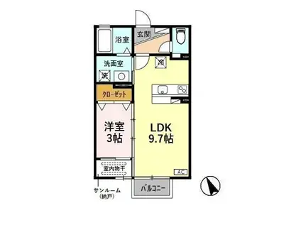 フェリックスD(1LDK/2階)の間取り写真