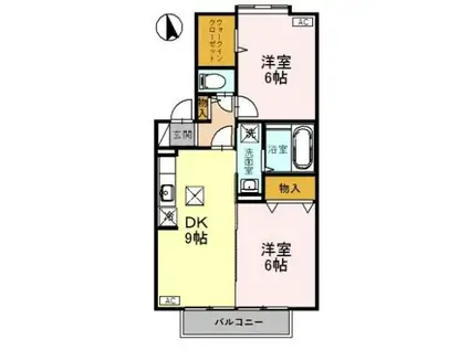 ガーデン花水木(2DK/1階)の間取り写真