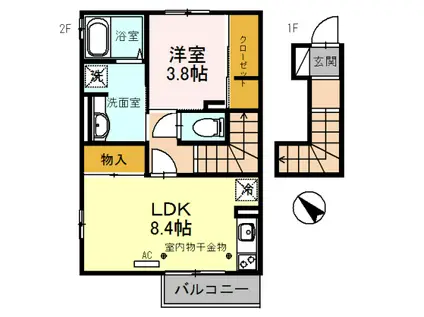 エスタシオンJ(1LDK/2階)の間取り写真