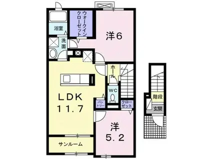 マウントック・フェザント(2LDK/2階)の間取り写真