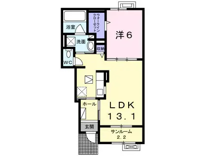 富山地鉄富山港線 城川原駅 徒歩14分 2階建 築7年(1LDK/1階)の間取り写真
