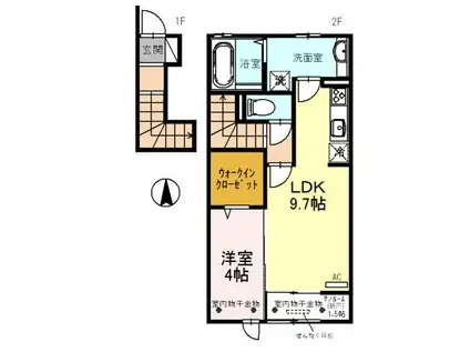 富山地鉄不二越上滝 上堀駅 徒歩25分 2階建 築8年(1LDK/2階)の間取り写真
