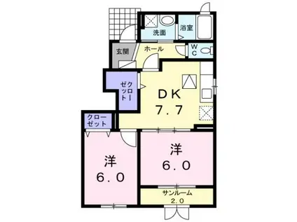 富山地鉄不二越上滝 大泉駅(富山) 徒歩21分 2階建 築12年(2DK/1階)の間取り写真