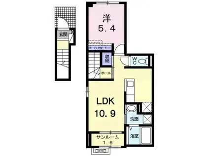 富山地鉄本線 越中荏原駅 徒歩28分 3階建 築8年(1LDK/2階)の間取り写真