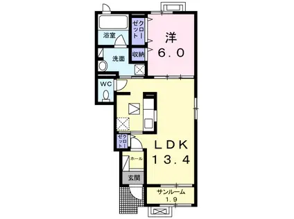 グロワールパレスE(1LDK/1階)の間取り写真