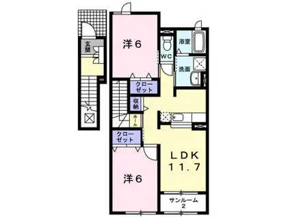 城端線 砺波駅 徒歩15分 2階建 築19年(2LDK/2階)の間取り写真