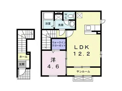 フルールⅤ(1LDK/2階)の間取り写真