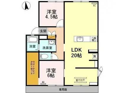 サンビレッジ 8(2LDK/1階)の間取り写真