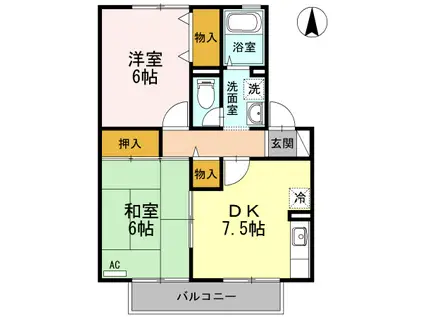 セジュールⅡC棟(2DK/2階)の間取り写真