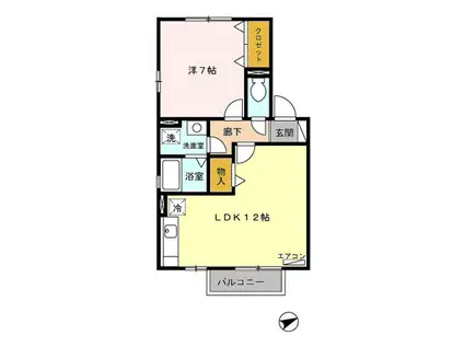 セジュールKS A(1LDK/2階)の間取り写真
