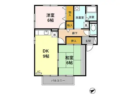 城端線 戸出駅 徒歩8分 2階建 築25年(2DK/2階)の間取り写真