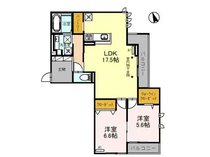富山地鉄富山市内線 堀川小泉駅 徒歩17分 3階建 築3年(2LDK/3階)の間取り写真