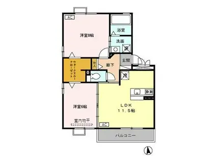 セジュール サンロイヤル(2LDK/2階)の間取り写真