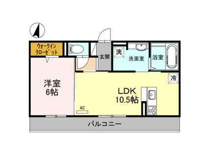 ファミリオール A棟(1LDK/2階)の間取り写真