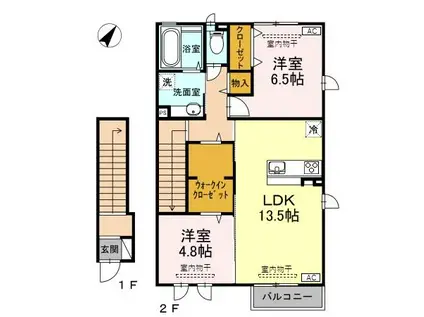 フェイバーLF(2LDK/2階)の間取り写真