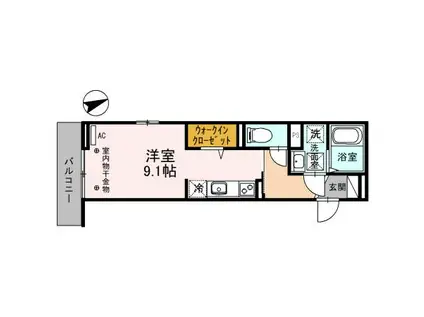 富山地鉄富山市内線 諏訪川原駅 徒歩21分 3階建 築5年(ワンルーム/1階)の間取り写真